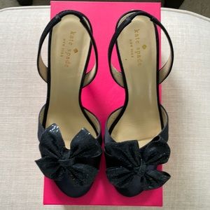 Kate Spade Marlena Black Satin Bow Heels size 8